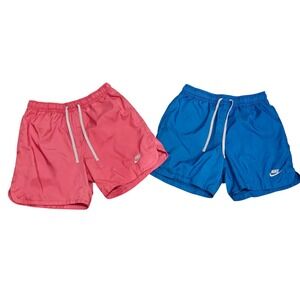 Two Pair Nike Men Woven Flow 6" Athletic Shorts Pink Blue Size M
